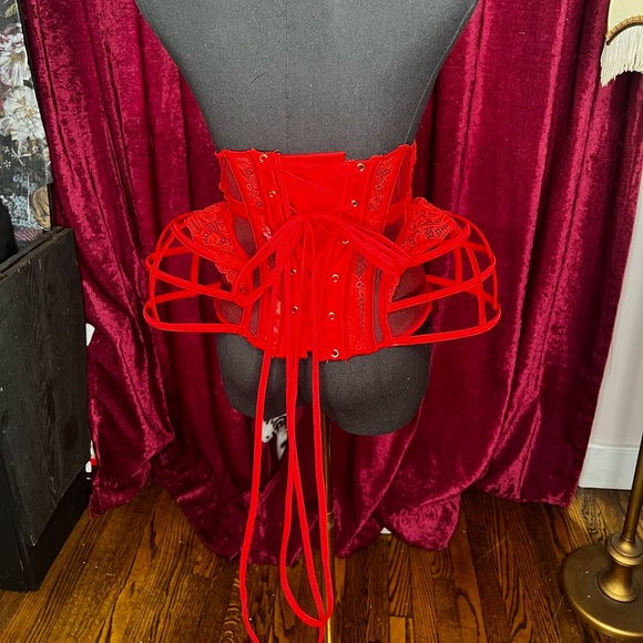 Brand NWT Agent Provocateur Red Rozlyn Waspie size 4 - Picture 3 of 6